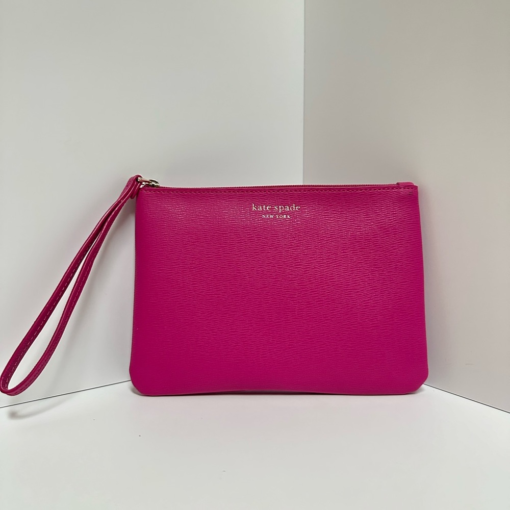 #75. Kate Spade Saffiano PVC Small Wrislet, Bubble Gum Pink, NWT